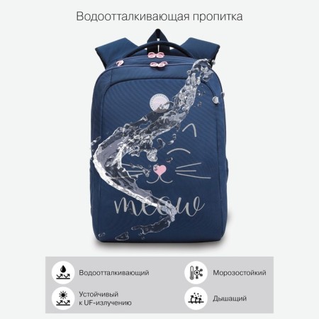 School backpack, 39 x 26 x 17 cm, Grizzly 366, ergonomic back, blue RG-366-4_2-10