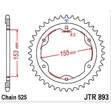 The star driven steel star JTR893, chain 525, 38 teeth