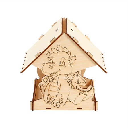DIY wood feeder "New Year's Dragon", 14.5 × 14.5 × 17.5 cm, Greengo-11