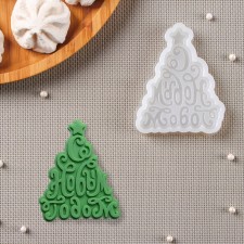 Silicone Mold “Christmas tree - Happy New Year!”, 8.5 × 7 cm, the color is transparent