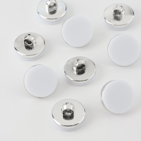 A set of plastic buttons on the leg, d = 15 mm, 10 pcs, matte, white/silver color