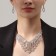 Set 2 objects: earrings, necklace "elegy" leaves, white color in silver, 40 cm