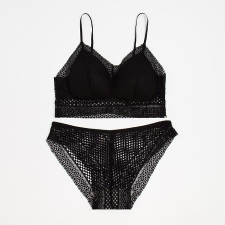 Lower linen women: top and panties, black color, size 42-44