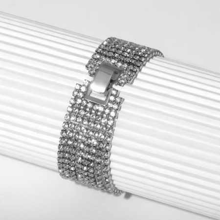 Bracelet "ice", 8 rows, white color in silver, 17 size-1