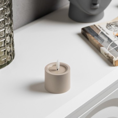 Beige LED candle, 6 × 8 × 6 cm, plastic, batteries AAAX2 (not complete), glow warm white-1