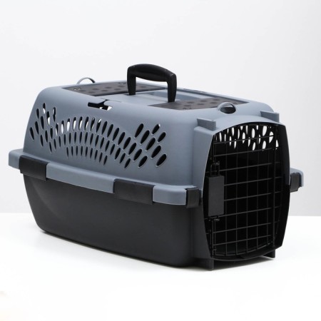 Carriage for animals with a metal door, 49 x 32 x 27, gray