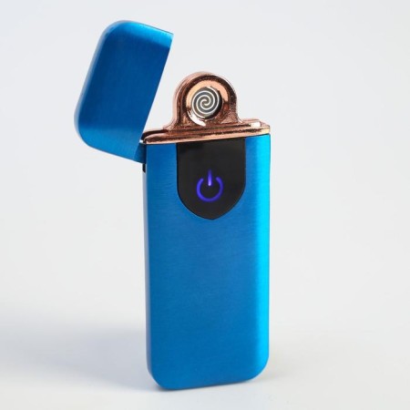 Electronic lighter, spiral, sensor, USB, blue, 7.9 x 3.1 cm