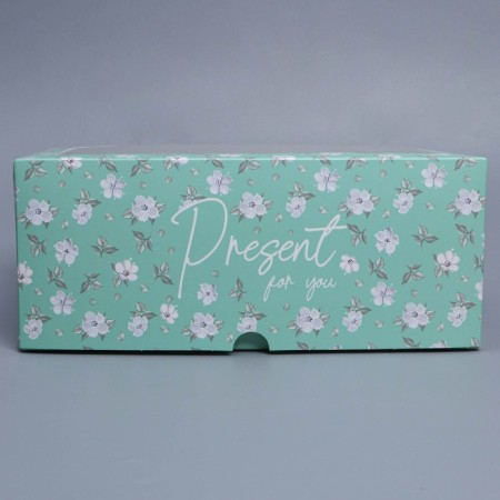 Capcake box, confectionery packaging with a window, 6 cells "Green Pattern", 25 x 17 x 10 cm-2