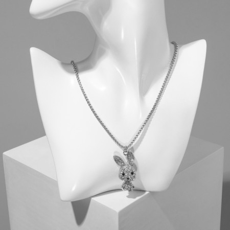 Pendant "hare" multi, white color in silver, 70 cm-2