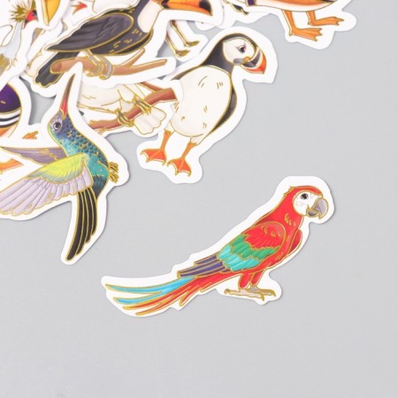 Stickers for creativity "Exotic birds" embossing gold set 48 pcs 9x7x0.8 cm-3