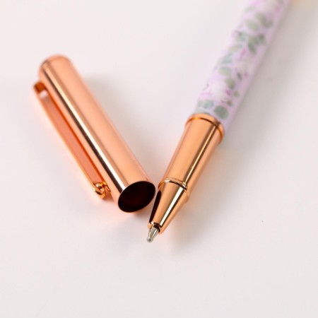 Pen "The most beloved teacher", accessories pink gold, metal, blue paste, 1.0 mm-4