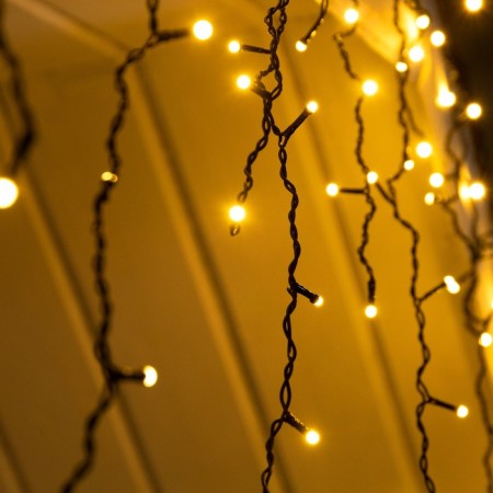 Garland "fringe" 3 × 0.6 m, IP44, UMS, dark thread, 160 smd-led, glow warm white, 220 V-2