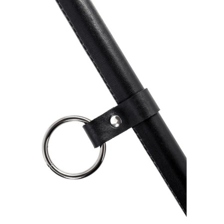 Small Pecado BDSM fixation, with a ring, leather and wood, black-1