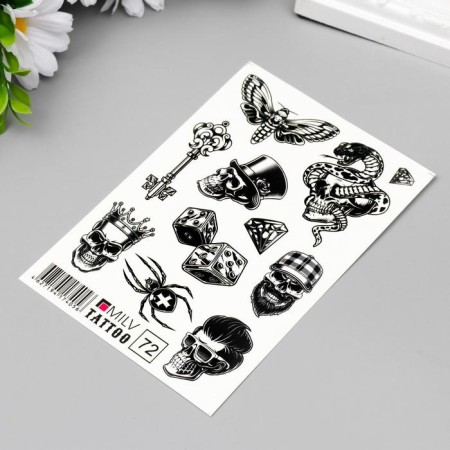 Tattoo on the body "Skull" 10x15 cm-1