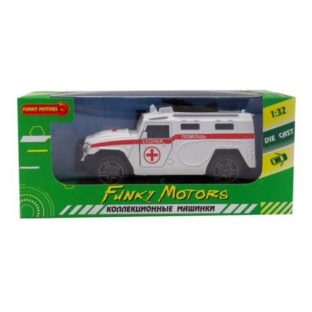 Inertial Funky Toys Machine "ambulance" Die-Cast, opening doors, 1:32-1