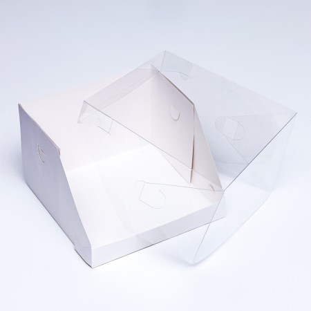 Confectionery box with a plastic lid, white 20.5 x 20.5 x 14 cm-3