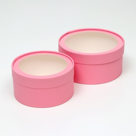 Box - tube 2 in 1, with a transparent lid "Pink", 21 x 11 - 18 x 10 cm-1