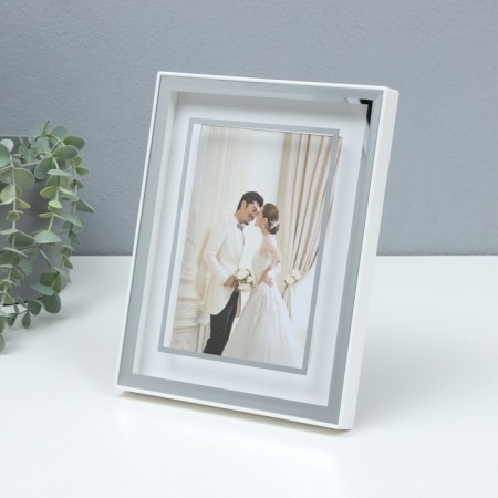 Photo frame plastic in 1 photo13x18 cm "Laconic style" silver paper embossing 18x2x23 cm-1