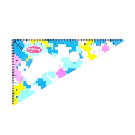 Set of geometric plastic (ruler 20cm+2 squares+transporter) pixels-3