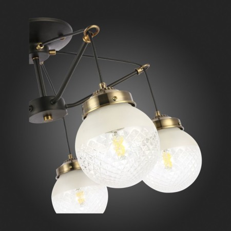 Ceiling EVOLUCE lamp. Sle110302-05. Stricce. 5x60 watts, E27, 59x59x36 cm, black color, bronze-7