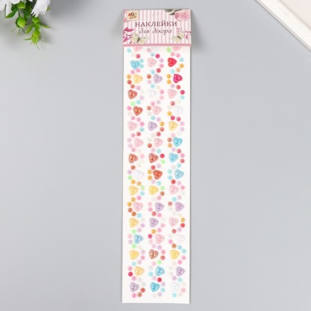 Stick plastic rhinestones "Lace hearts" mix 7x30 cm