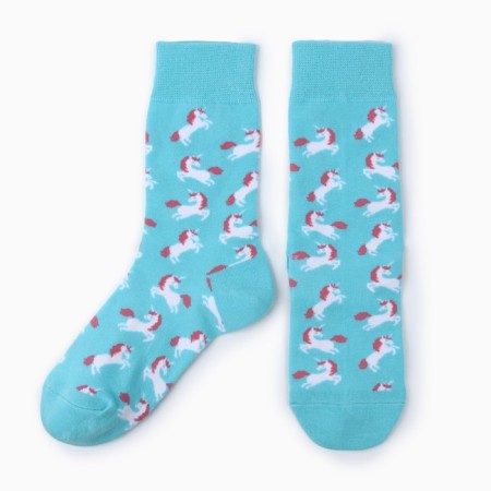 Women's socks "unicorns", blue color, size 36-40
