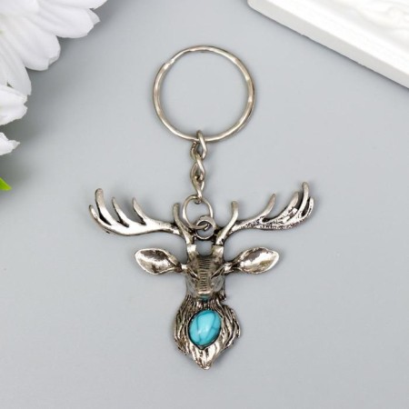 Trick Metal "Deer with turquoise pebble" silver 4x4.8 cm