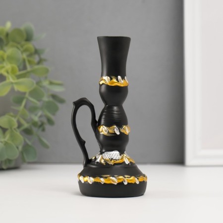 Polystone candlestick "Lamp with a flowering pattern" D-2 cm, black 6x6x13 cm-2