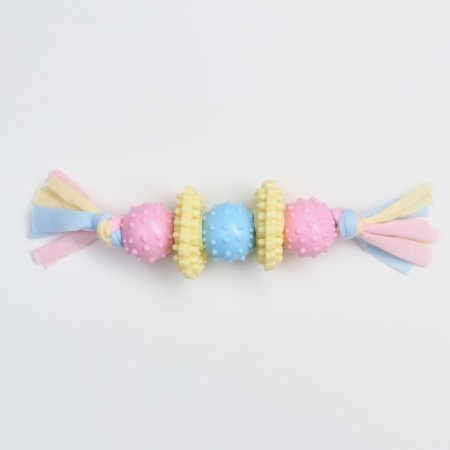 Premium chewing pier toy on a rope, 5 elements, thermoplastic rubber, mix-1