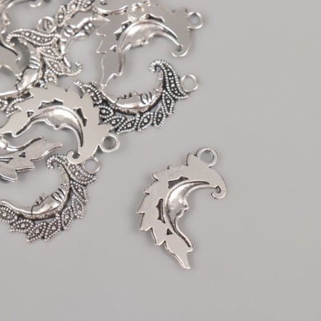 Decor for creativity Metal "Patterned month" silver 2.6x1.5 cm-1