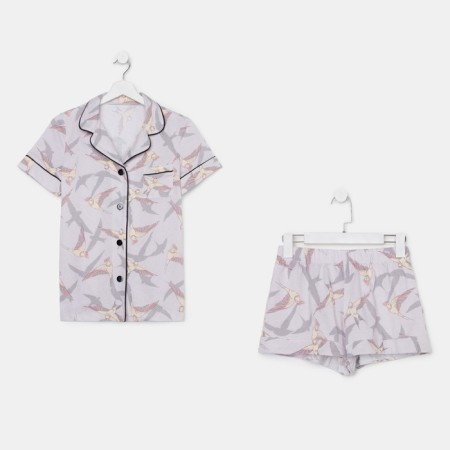 Female pajamas (shirt and shorts) Kaftan Birds p. 52-54, gray-6