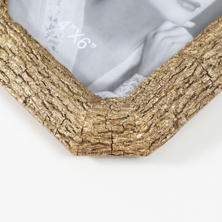 Photo frame Polystone 10x15 cm "Tree bark" Motted angles gold 14.3x18.8 cm-2