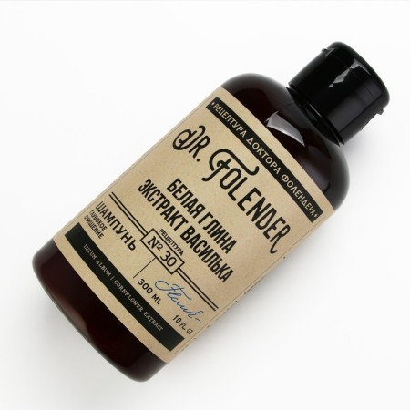Hair shampoo with white clay and cornflower extract, cleansing, 300 ml, Dr.folender-2