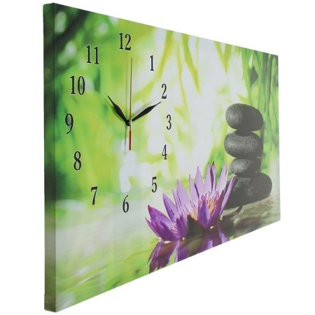 Carty watch is wall-mounted, on canvas, interior, silent "flowers and stones", 40 x 76 cm-1