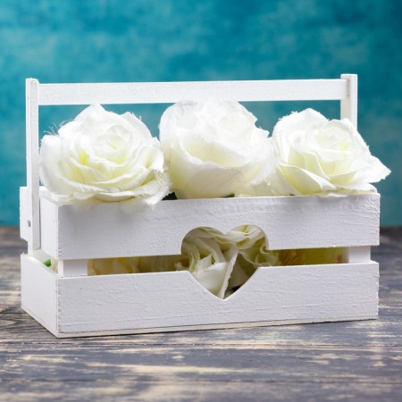 Wooden Kashpo 24.5 × 13.5 × 9 cm "Toroska light" rheck, heart, white give beautifully
