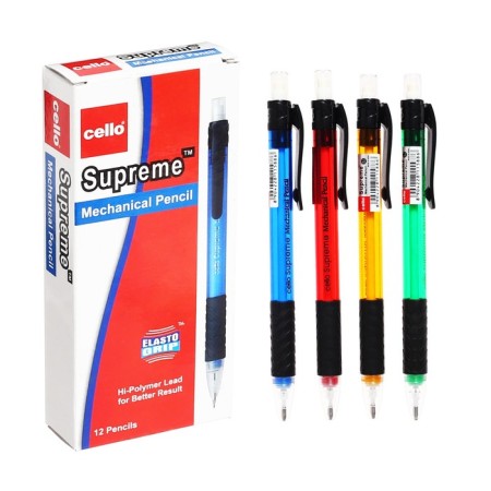 Mechanical pencil, Cello "Supreme", 0.7 mm, flu, with an eraser, assorted