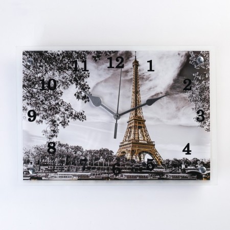 Carty clock is wall-mounted, interior "Eiffel Tower", silent, 25 x 35 cm