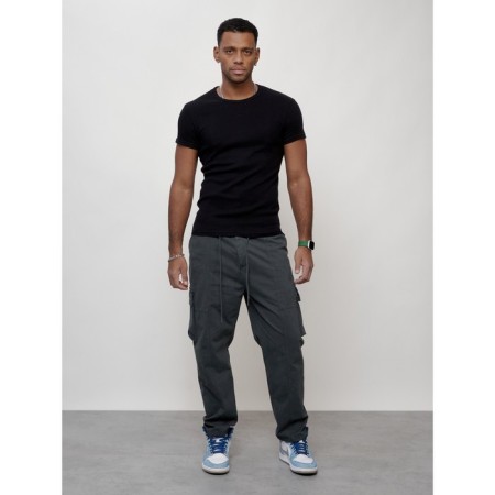 Cargo jeans men, size 44, dark gray color-3