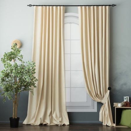 Set of curtains "Billy", size 170 x 270 cm - 2 pcs, grab - 2 pcs, color cream-1