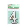 Door number "4", plastic, chromium color