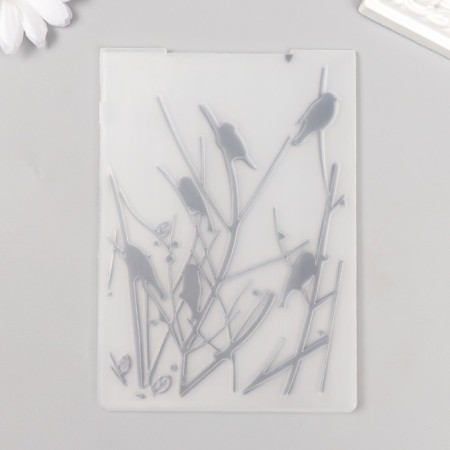 Embosing stencil plastic "birds on branches" 14.8x10.5 cm-2
