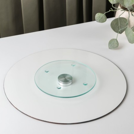 Glass stand for the cake rotating Dolyana "TEA", D = 32 cm ㅤ-2