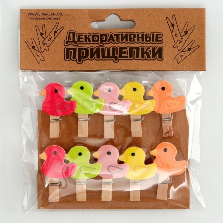 Decorative clothespins with a rope for the suspension "Ducks" set 10 pcs. - 1, 5 × 12 × 14 cm-4