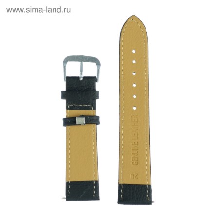 Solomon watch strap, 20 mm, genuine leather, L-20 cm, black with embossing-6