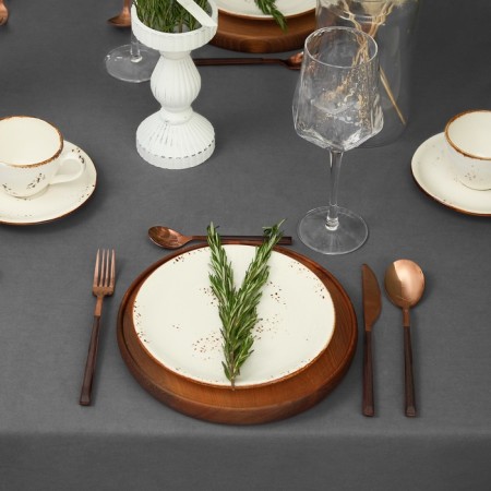 Cample tablecloth Kitchen 150x250 cm, gray color, 100% hl, sarzha 220 g/m2-2
