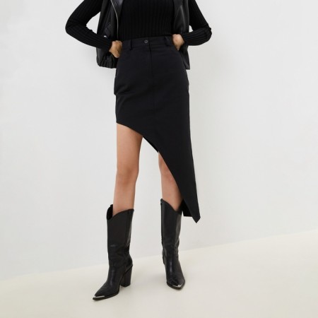 Women's Asymmetric Skirt Mist: Denim R.48, Black