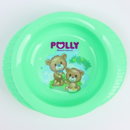 Baby deep plate on the suction cup Polly, Mix drawing, 350 ml, 19.5x16x555