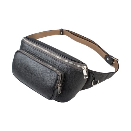 Waist bag, 2 parts on a zipper, adjustable belt, gray color