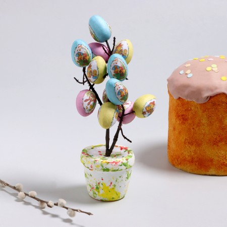 Easter decor "Eggs in a pot" 8 × 10 × 25 cm