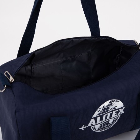 Sports bag with lightning, external pocket, suitcase holder, blue color-2